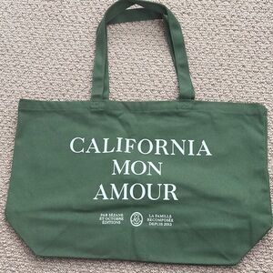 Sezane Green Canvas Tote Bag